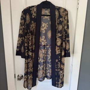 R&M Richards Plus Size Printed Jacket Navy and Gold  Excellent Condition